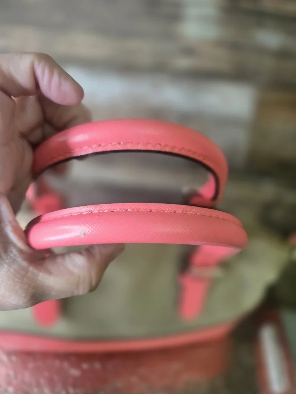 Kate Spade Coral Pink Canvas Satchel Storybook Lining